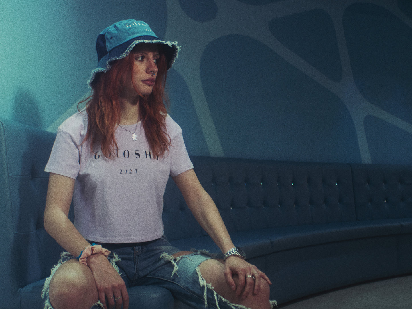 FOUNDATION embroidered denim bucket hat